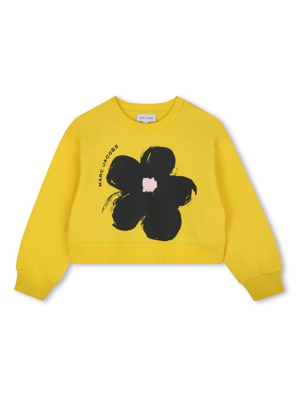 Felpa girocollo per bambina Marc Jacobs Kids giallo con design crop W60433 526 THE MARC JACOBS KIDS