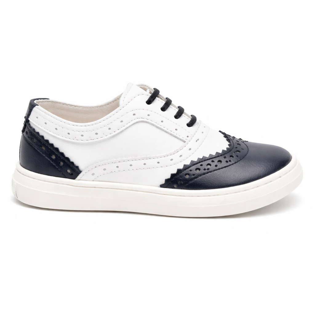 Brogues in pelle per bambino BabyWalker bianco con dettaglio traforato PB5275 WHITE/BLUE BABYWALKER KIDS
