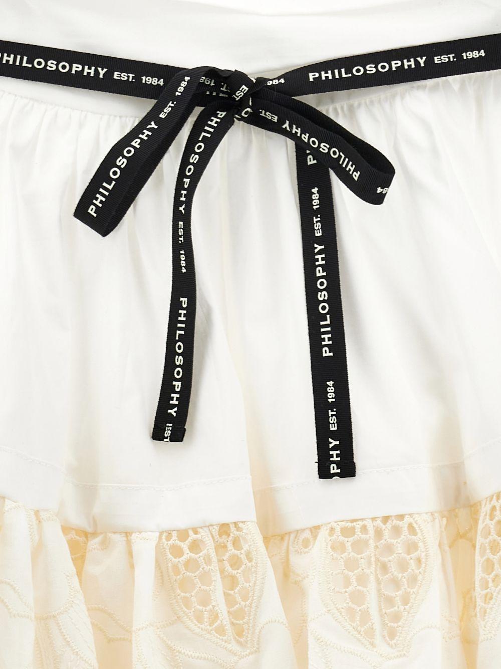 Gonna per bambina Philosophy di Lorenzo Serafini Kids bianca con ricamo floreale I1G702 7947 0102 PHILOSOPHY