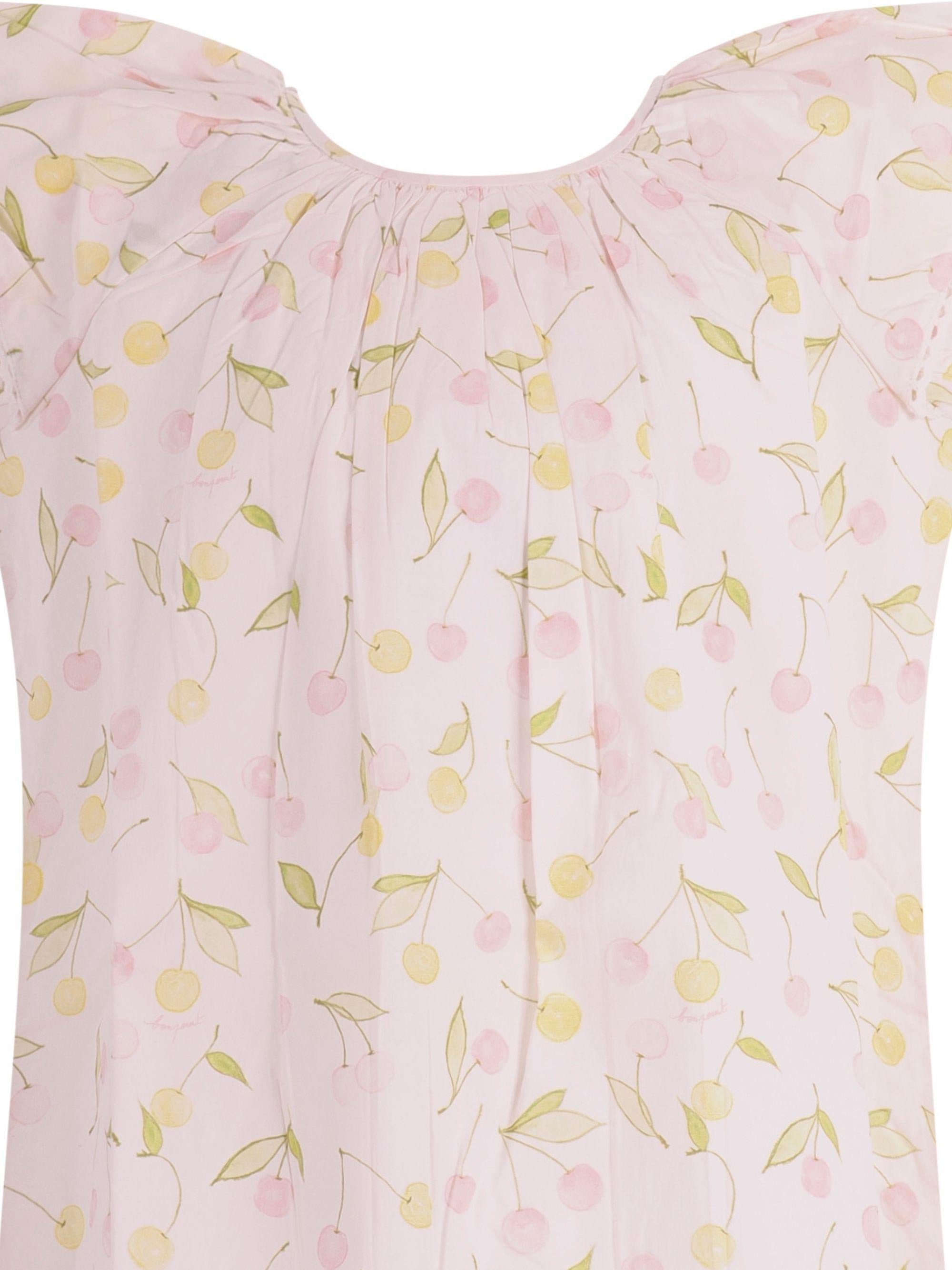 Abito per bambina Bonpoint bianco con stampa ciliegie all-over S06GDRW00020 625 BONPOINT KIDS
