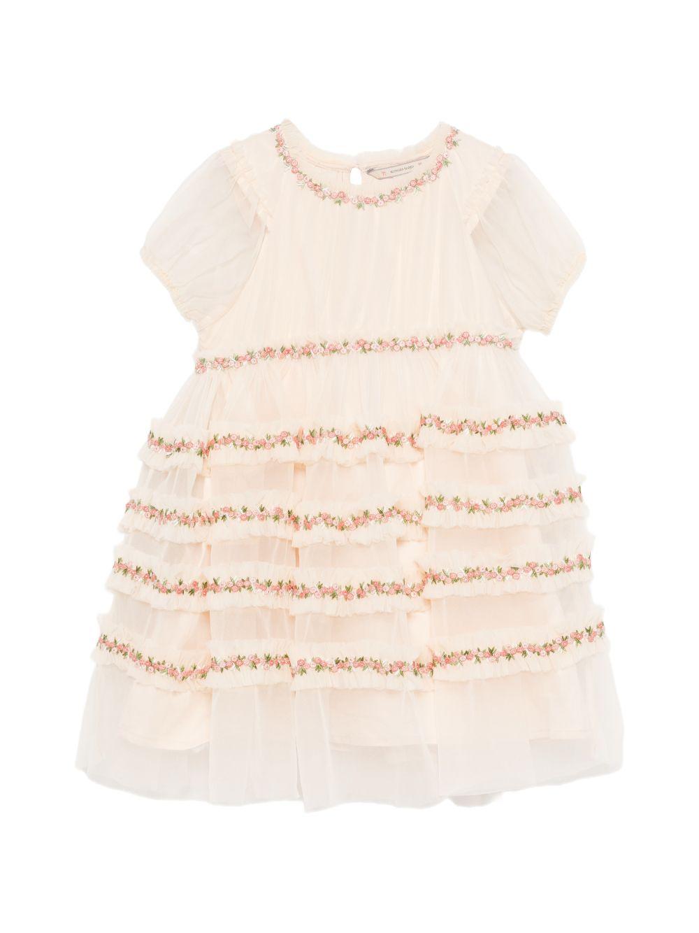 Abito per bambina Konges Sløjd bianco con decorazione a fiori KS104871 BUTTERCREAM KONGES SLOJD