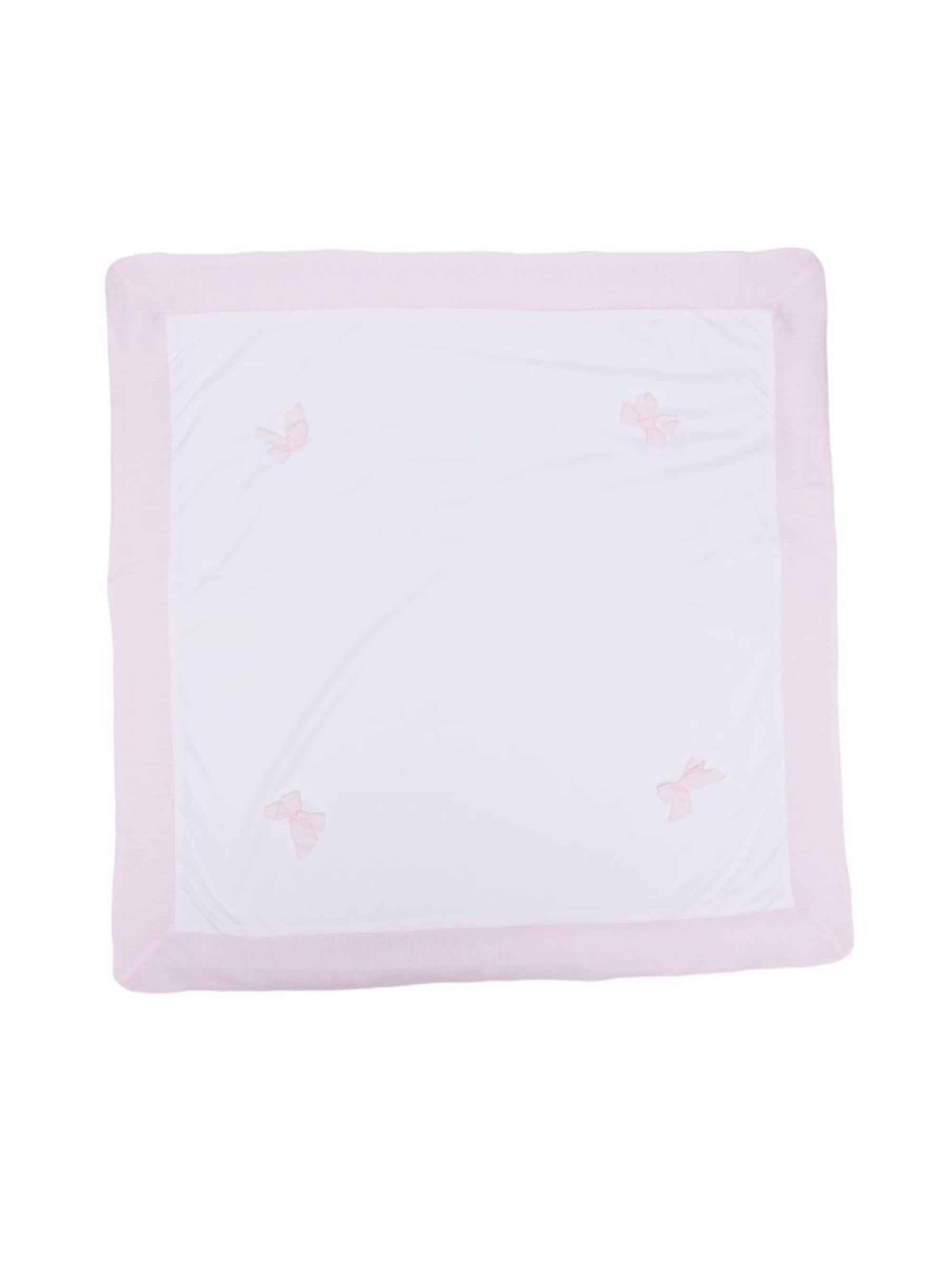 Copertina per neonata La Stupenderia bianca con dettaglio fiocco rosa 2TBCO52 N01D33 LA STUPENDERIA