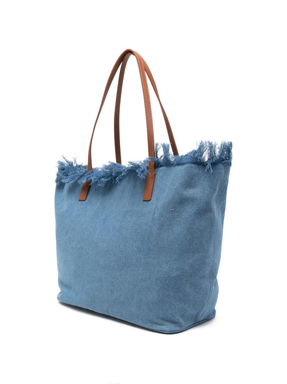 Borsa da spiaggia MC2 Saint Barth denim con dettaglio frange CBF0001 00436L MC2 ST. BARTH KIDS