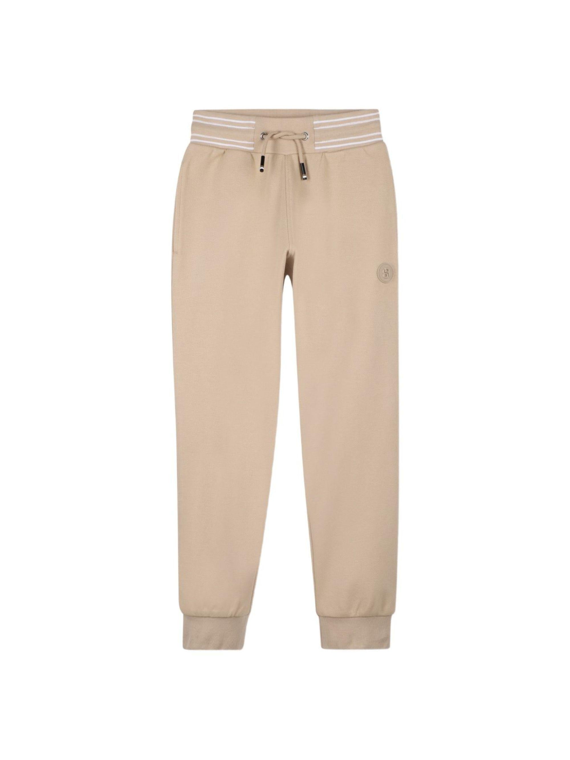 Pantaloni sportivi da bambino Boss Kids beige con stampa logo J52909 249 BOSS KIDS