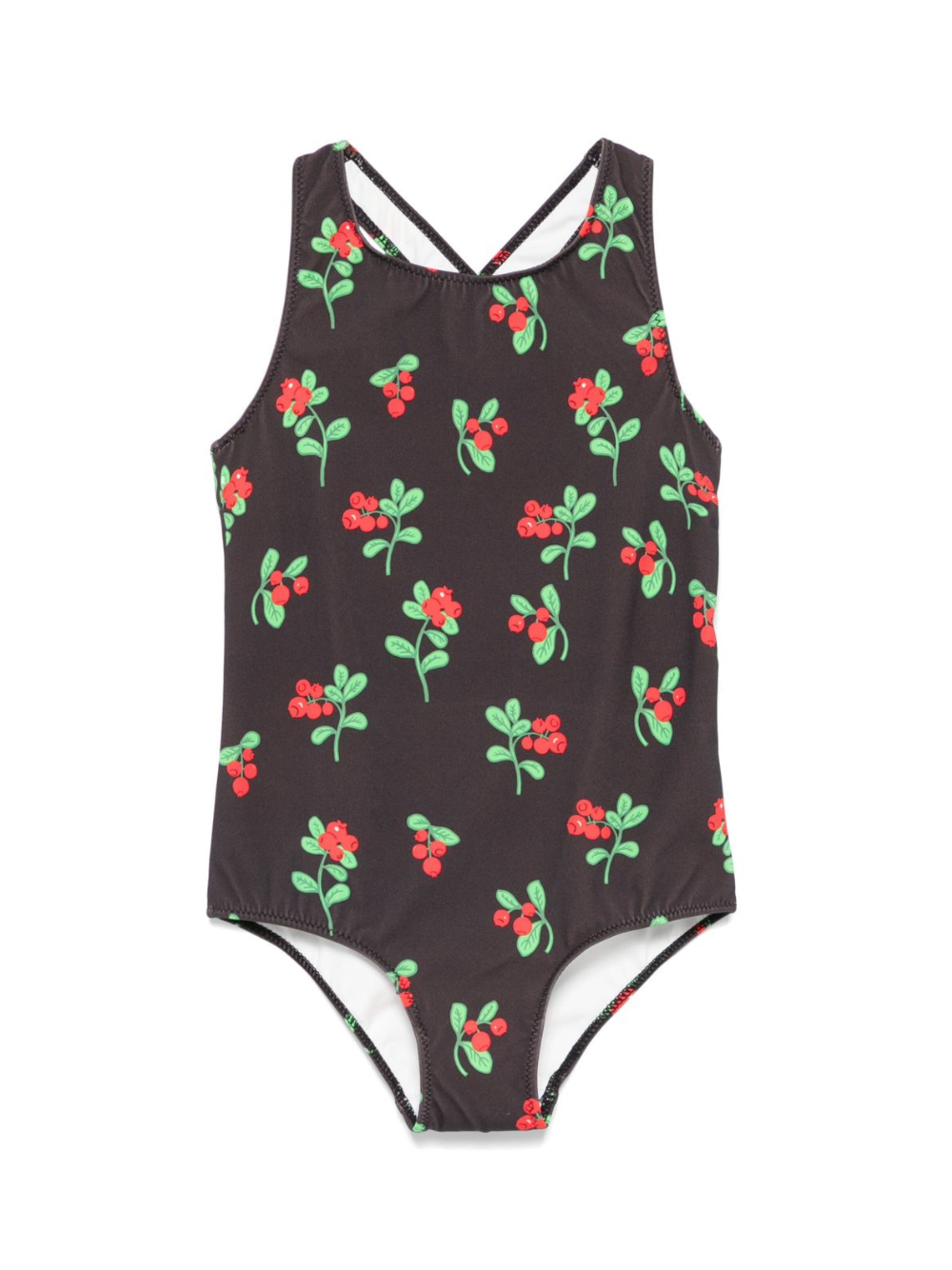 Costume intero per bambina Mini Rodini Lingonberries nero con stampa grafica 2528010199 BLACK MINI RODINI
