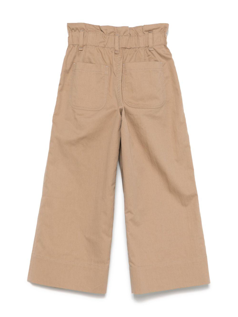 Pantaloni per bambina Brunello Cucinelli Kids beige in cotone con vita paperbag B0F48P238 C7554 BRUNELLO CUCINELLI KIDS