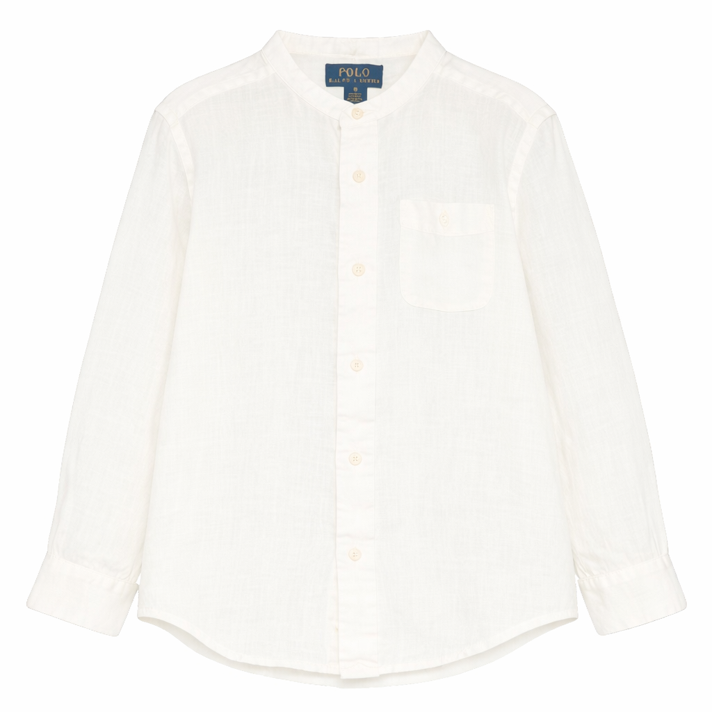 Camicia per bambino Polo Ralph Lauren Kids bianco con colletto alla coreana 322964592 501 Ralph Lauren kids