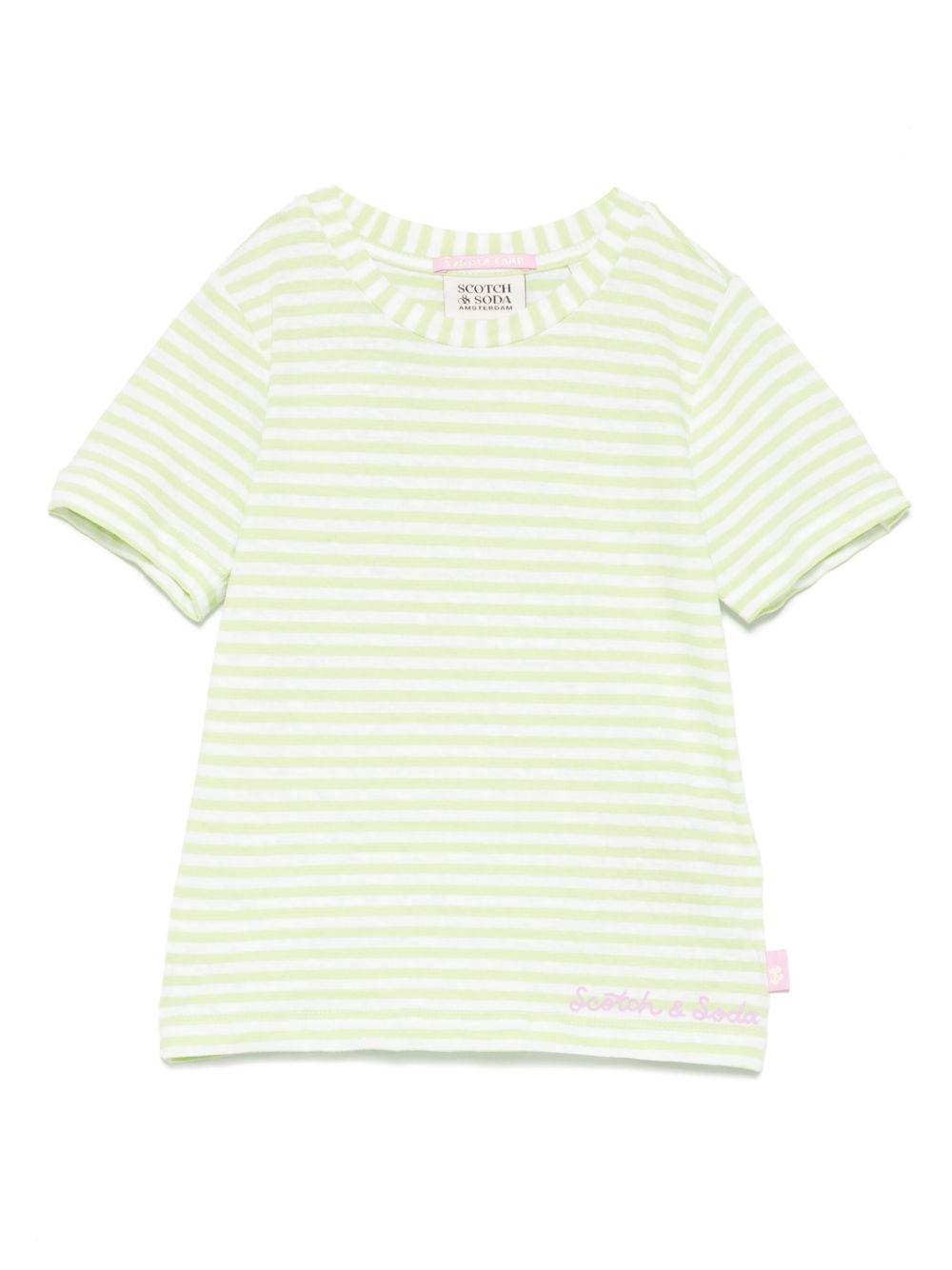 T-shirt per bambina Scotch & Soda Kids verde a righe 179362 324 SCOTCH&SODA