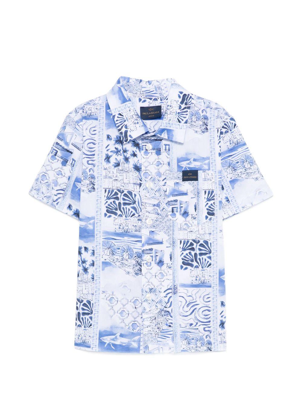 Camicia per bambino Paul & Shark Junior multicolore a fantasia WUC003LLB70 85301 PAUL & SHARK KIDS