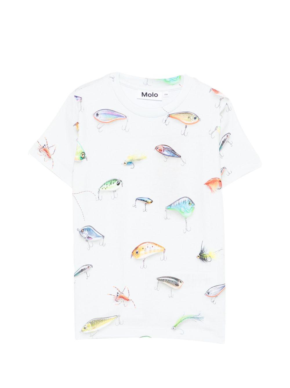 T-shirt per bambino Molo bianca con stampa di esche da pesca 1S26A210 9550 MOLO