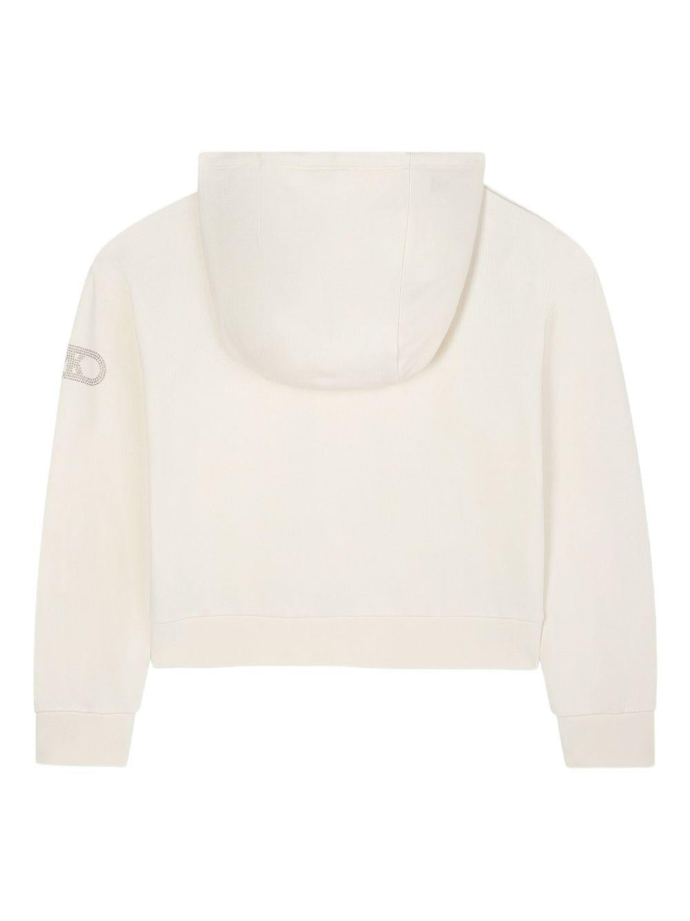 Felpa con cappuccio per bambina Michael Kors Kids bianca con zip R30471 190 MICHAEL KORS KIDS