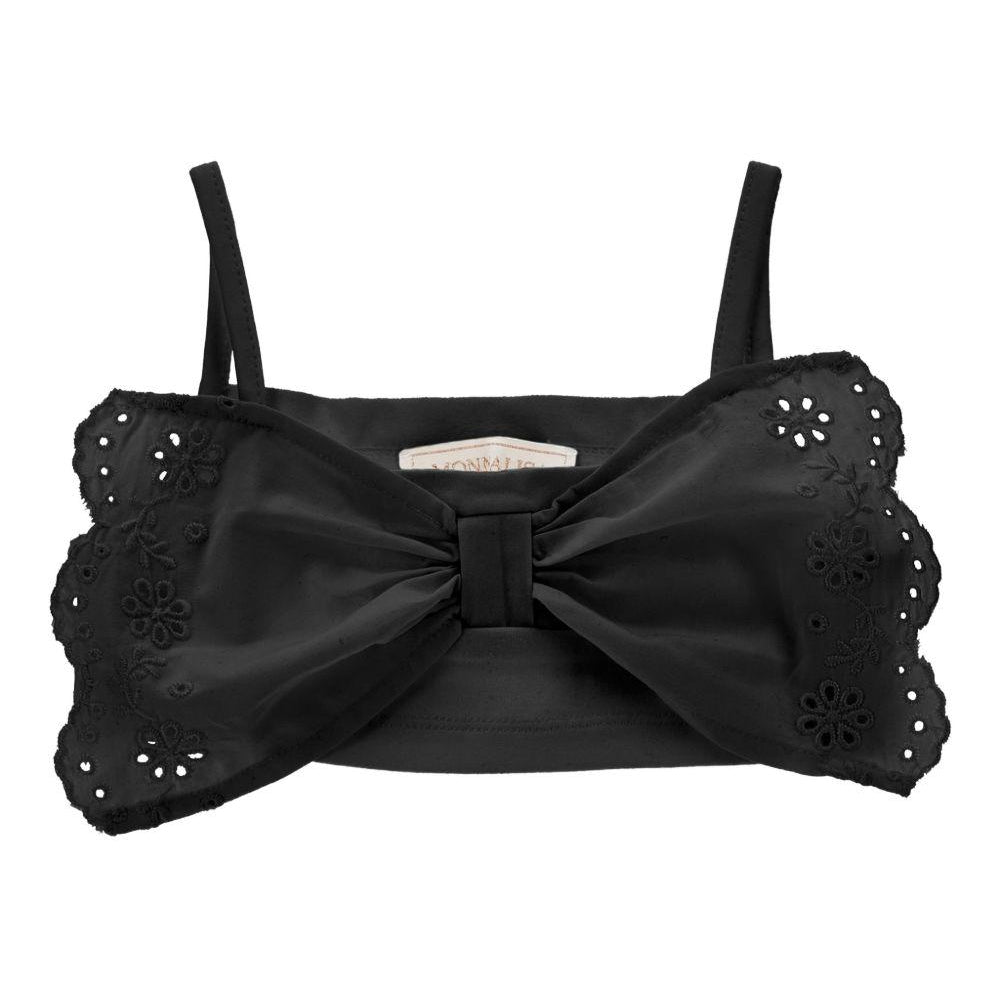 Top per bambina Monnalisa nero con dettaglio fiocco ricamato 17G302 7043 0050 MONNALISA KIDS
