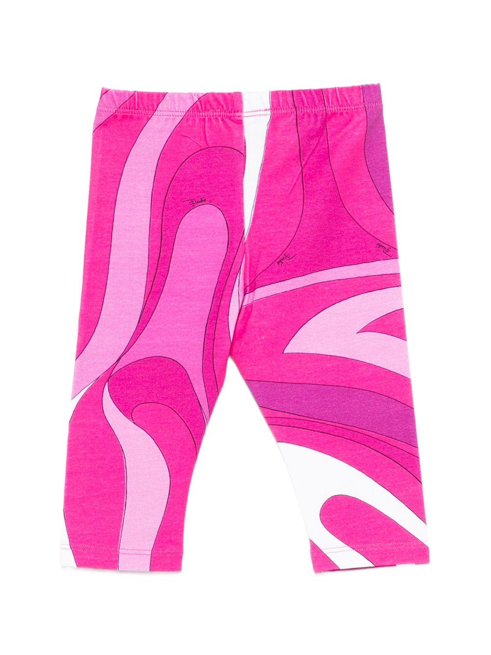 Pantaloni per neonata Emilio Pucci Junior fucsia con stampa grafica all-over PY6000 Z3687 570BC EMILIO PUCCI KIDS