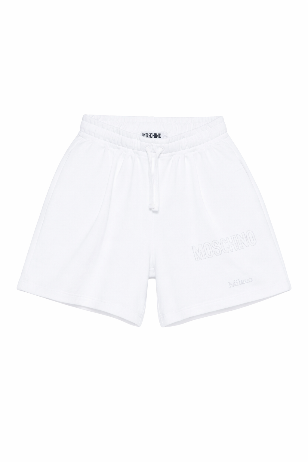 Shorts per bambina Moschino Kids bianchi con coulisse HDQ020LDA25 10101 MOSCHINO KIDS