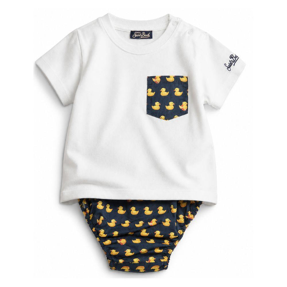 Set t-shirt e culotte per neonato MC2 Saint Barth Kids multicolore con stampa grafica papere SAMY001 03568L MC2 ST. BARTH KIDS