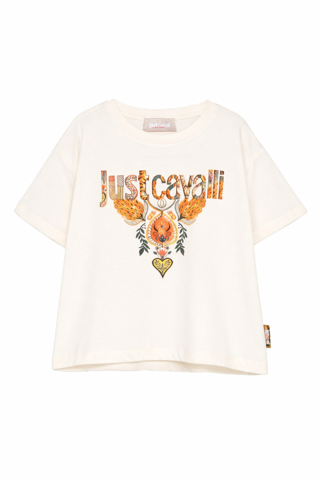 T-shirt per bambina Just Cavalli Kids bianca con ricamo sul davanti JGP26114TS PRISTINE ROBERTO CAVALLI KIDS