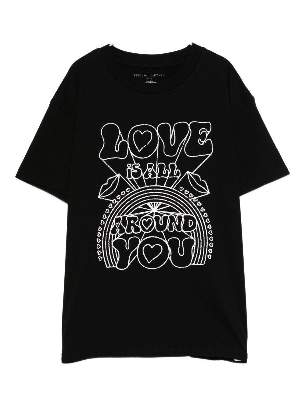 T-shirt per bambini Stella McCartney Kids nera con stampa sul davanti TX8C01 Z0434 961 STELLA McCARTNEY KIDS