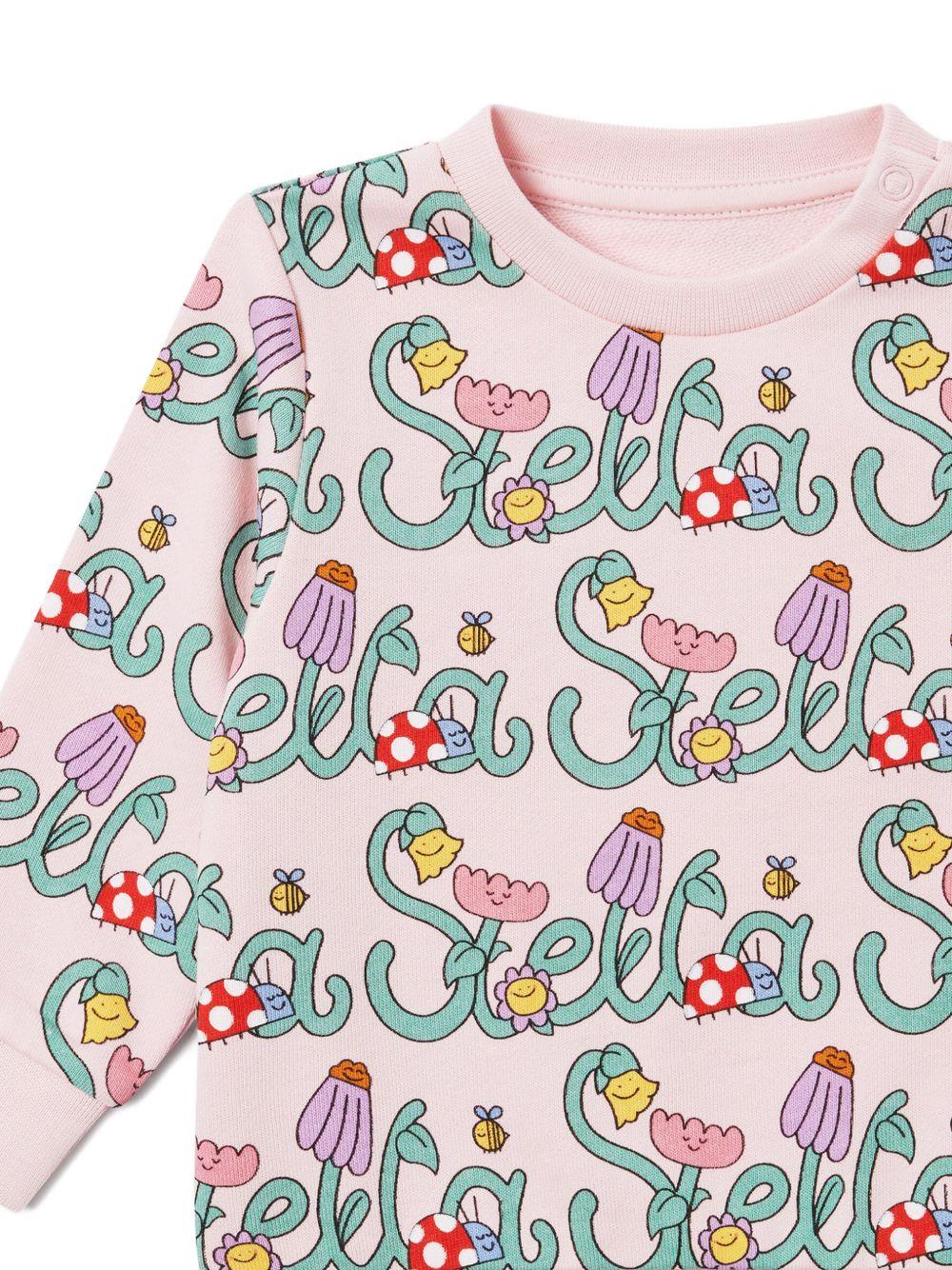Felpa per neonata Stella McCartney Kids rosa con stampa logo all-over TY4020 Z3581 51RMC STELLA McCARTNEY KIDS