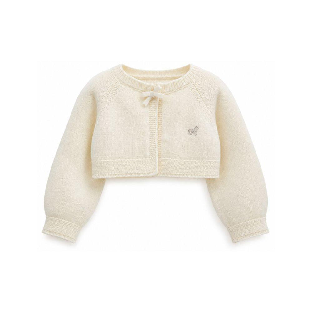 Cardigan per neonata Monnalisa Kids bianco con dettaglio con fiocco 73H801 8060 0001 MONNALISA KIDS