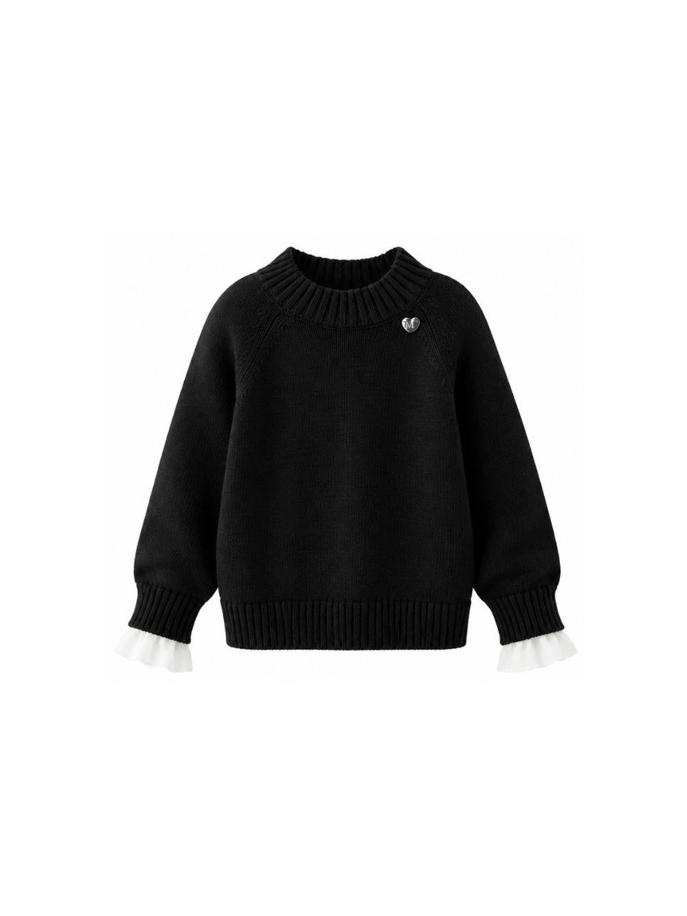 Maglione per bambina Monnalisa Kids nero con design lavorato a maglia 17H601 8060 0050 MONNALISA KIDS