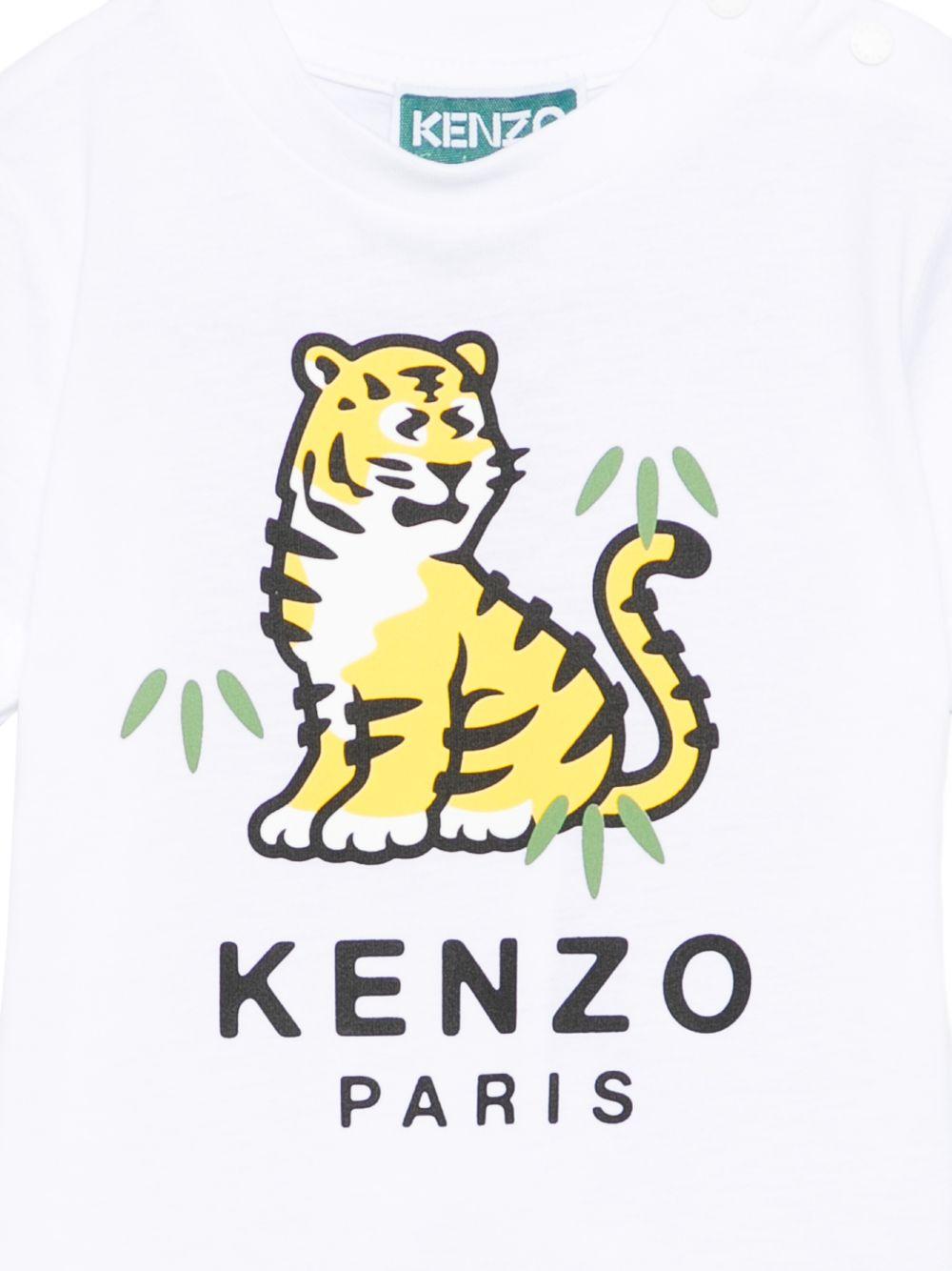 T-shirt per neonato Kenzo Kids bianca con stampa tigre sul davanti K61866 10P KENZO KIDS