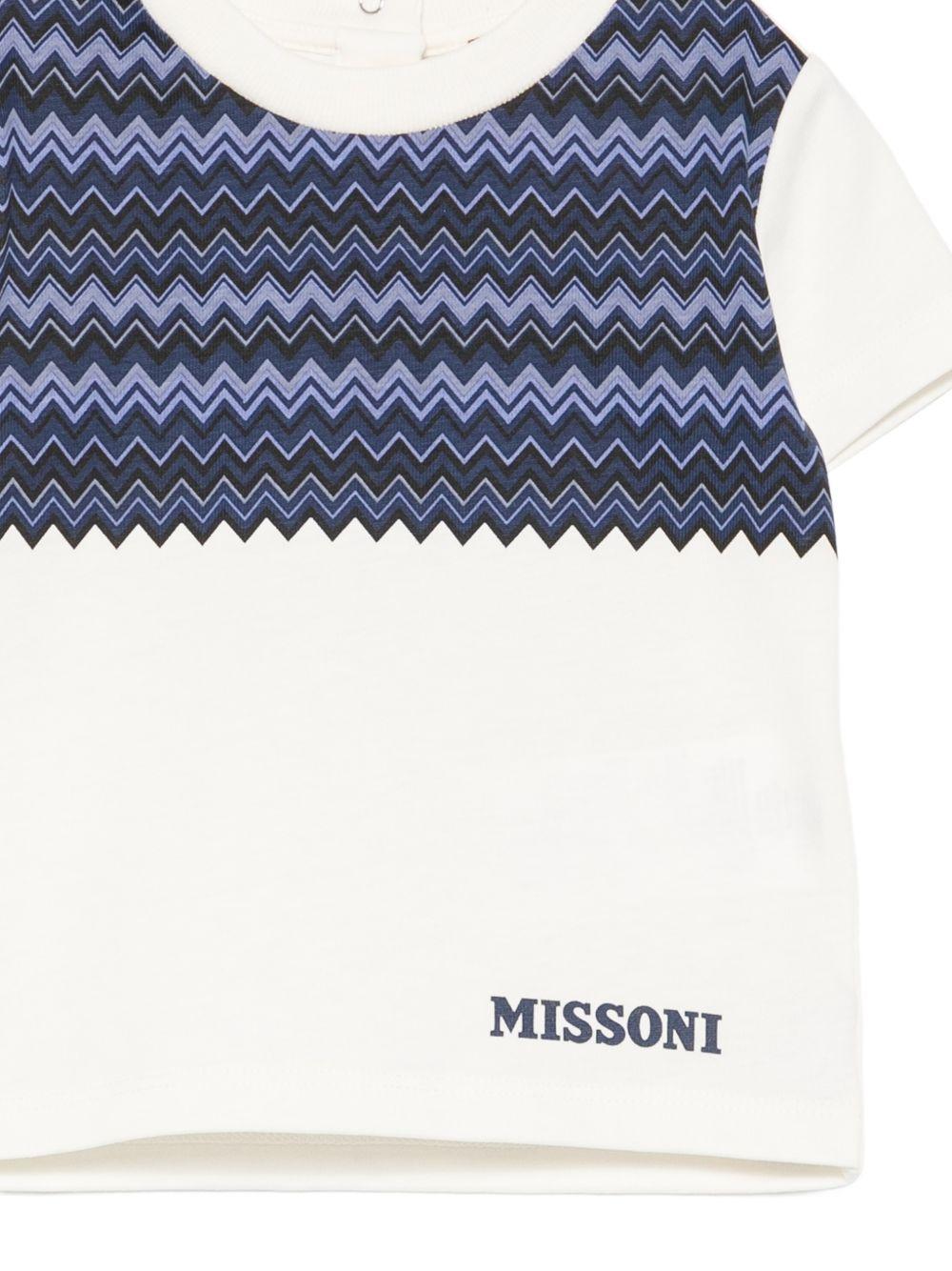 T-shirt per neonato Missoni Kids bianca con dettaglio a zigzag MZ8341 Z3672 102 MISSONI KIDS