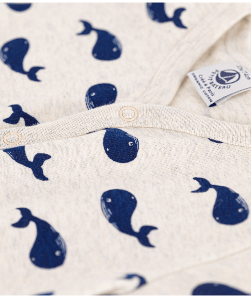 Tutina per neonati Petit Bateau beige con fantasia grafica all-over A09G6 01 PETIT BATEAU KIDS