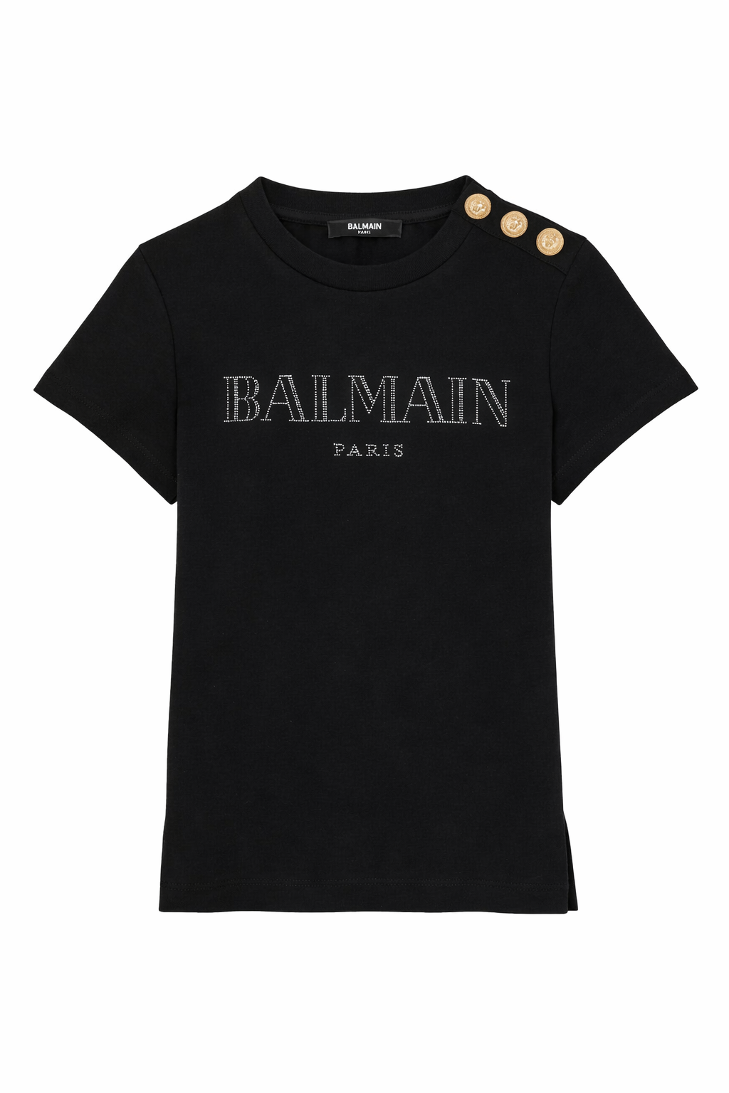 T-shirt per bambina Balmain Kids nera con dettaglio bottoni color oro BY8A51 Z3277 930 BALMAIN KIDS