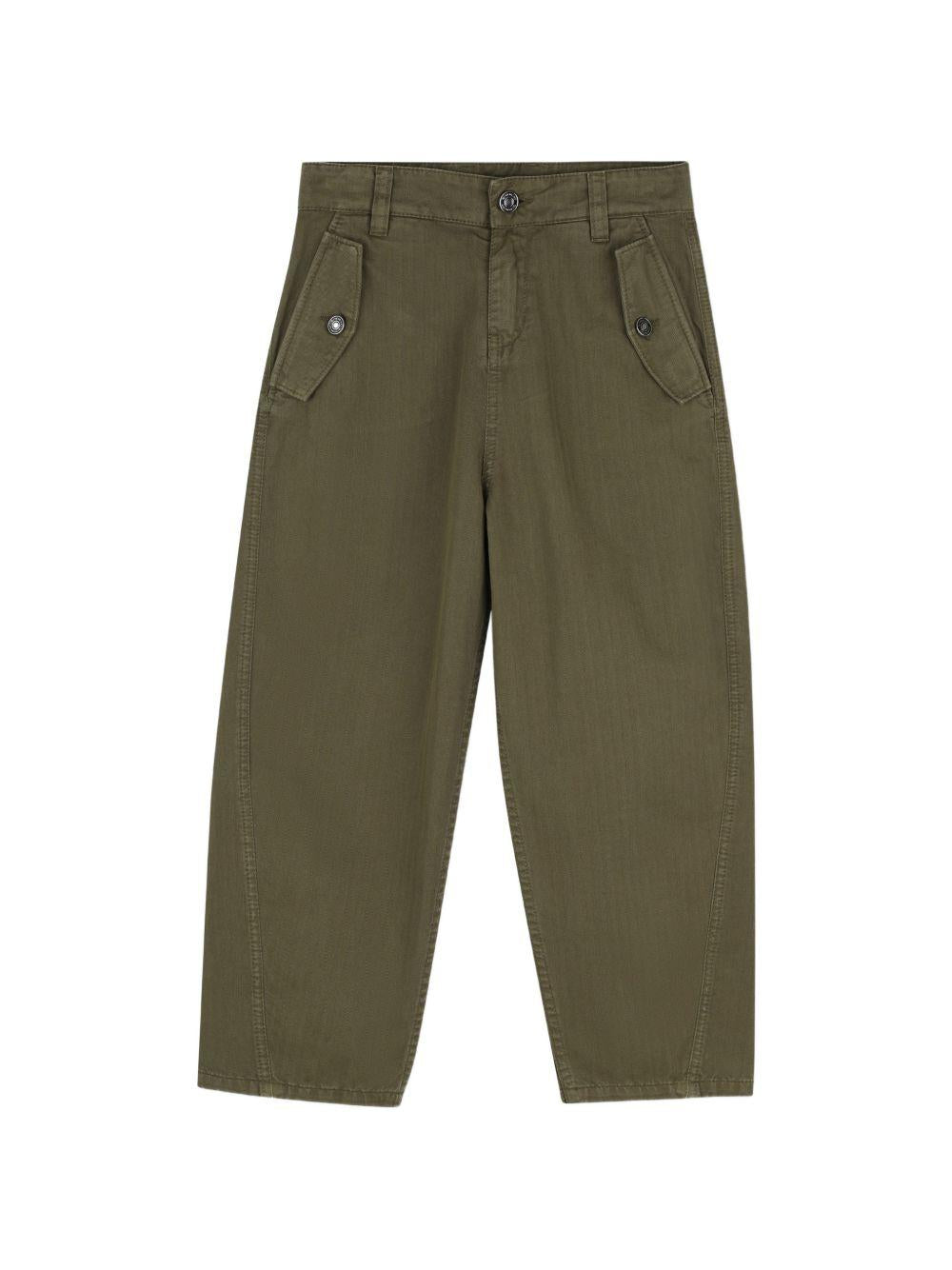 Pantaloni per bambino Givenchy Kids verde con logo ricamato sul retro H31402 653 GIVENCHY KIDS
