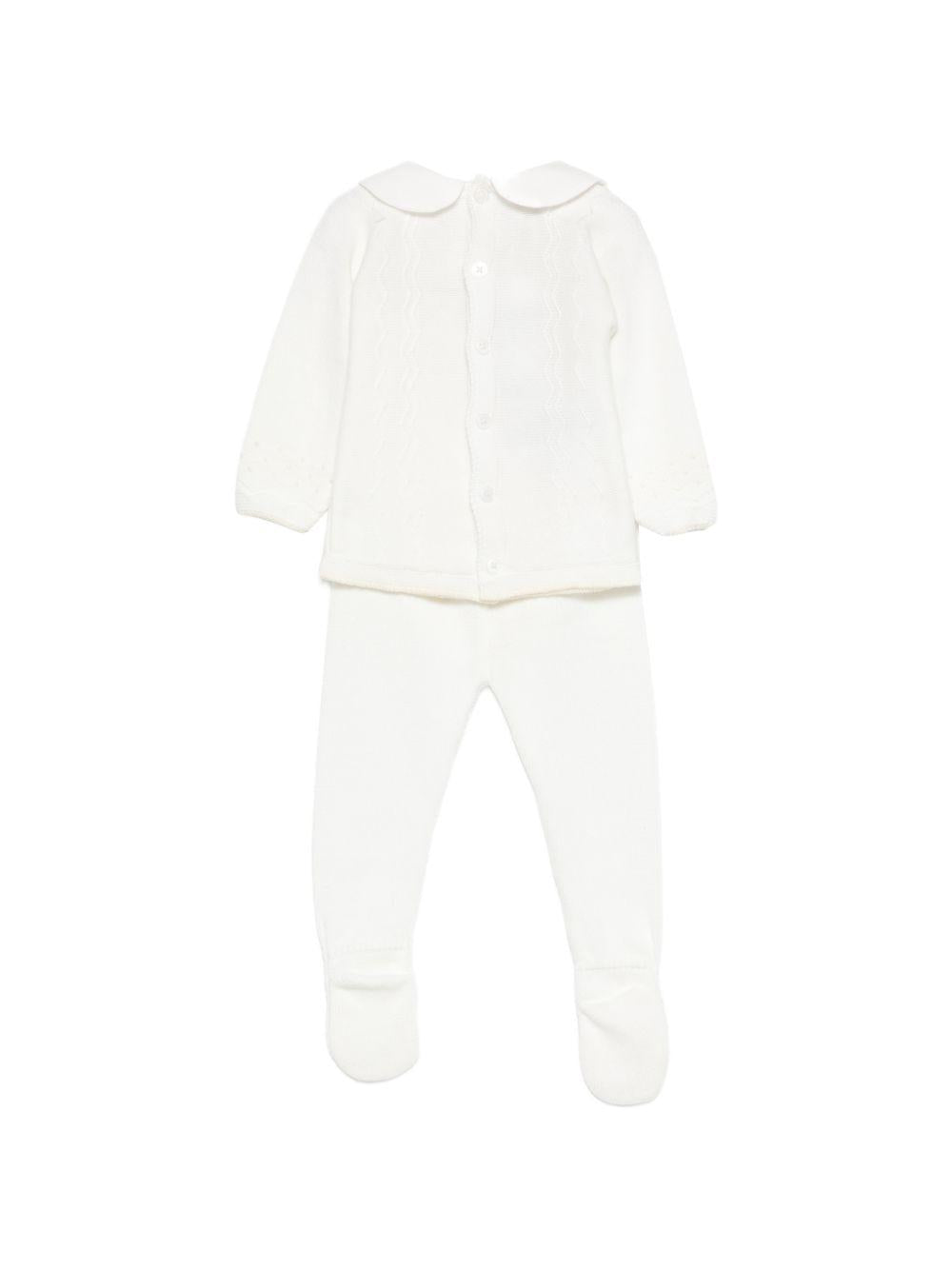 Completo maglioncino e pantaloni per neonati Paz Rodriguez bianco con colletto alla Peter Pan 103-123233 6062 PaZ RODRIGUEZ