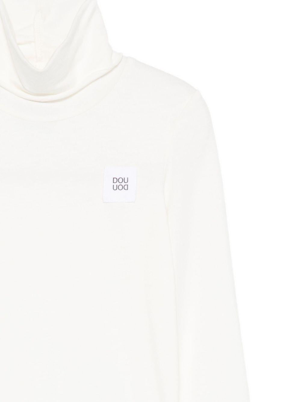 T-shirt per bambina Douuod Kids bianca con toppa con logo DX8A30 Z3382 101 DOUUOD