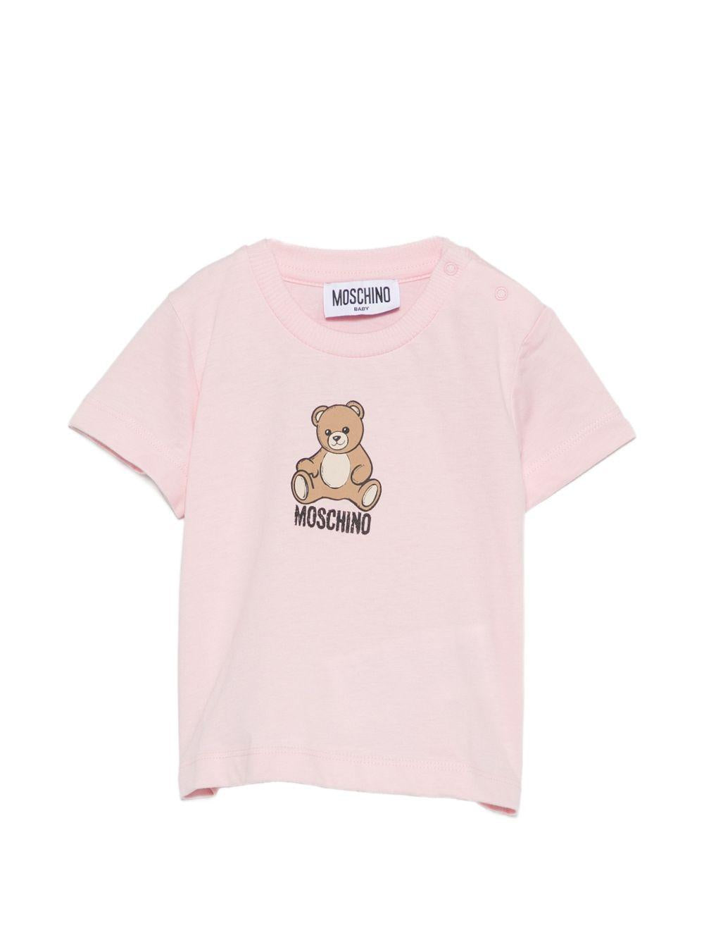 T-shirt per neonata Moschino Kids rosa con motivo Teddy Bear M9M047LAA10 50209 MOSCHINO KIDS