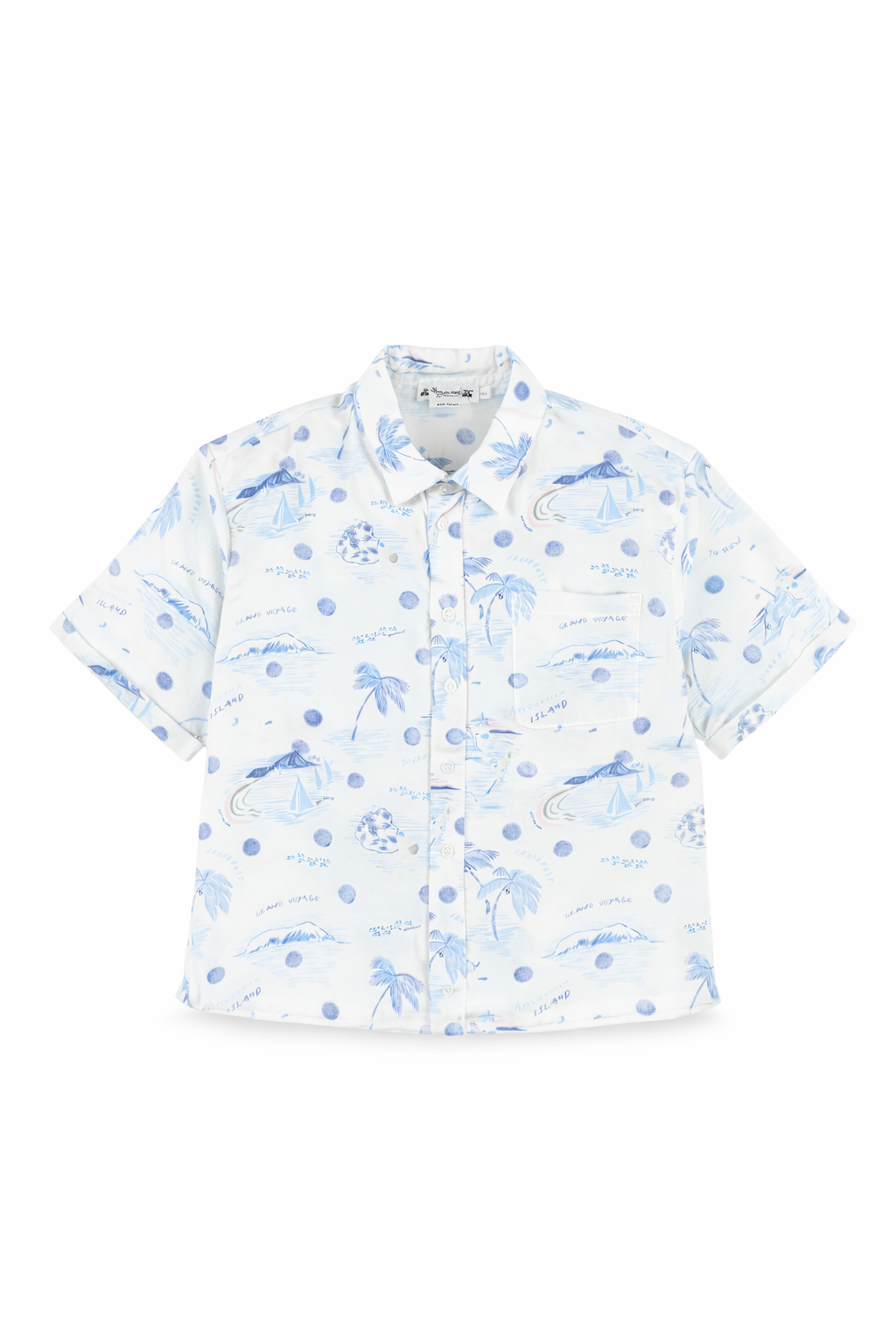 Camicia per bambino Bonpoint bianca con stampa grafica blu all-over S06BSHW00015 615 BONPOINT KIDS