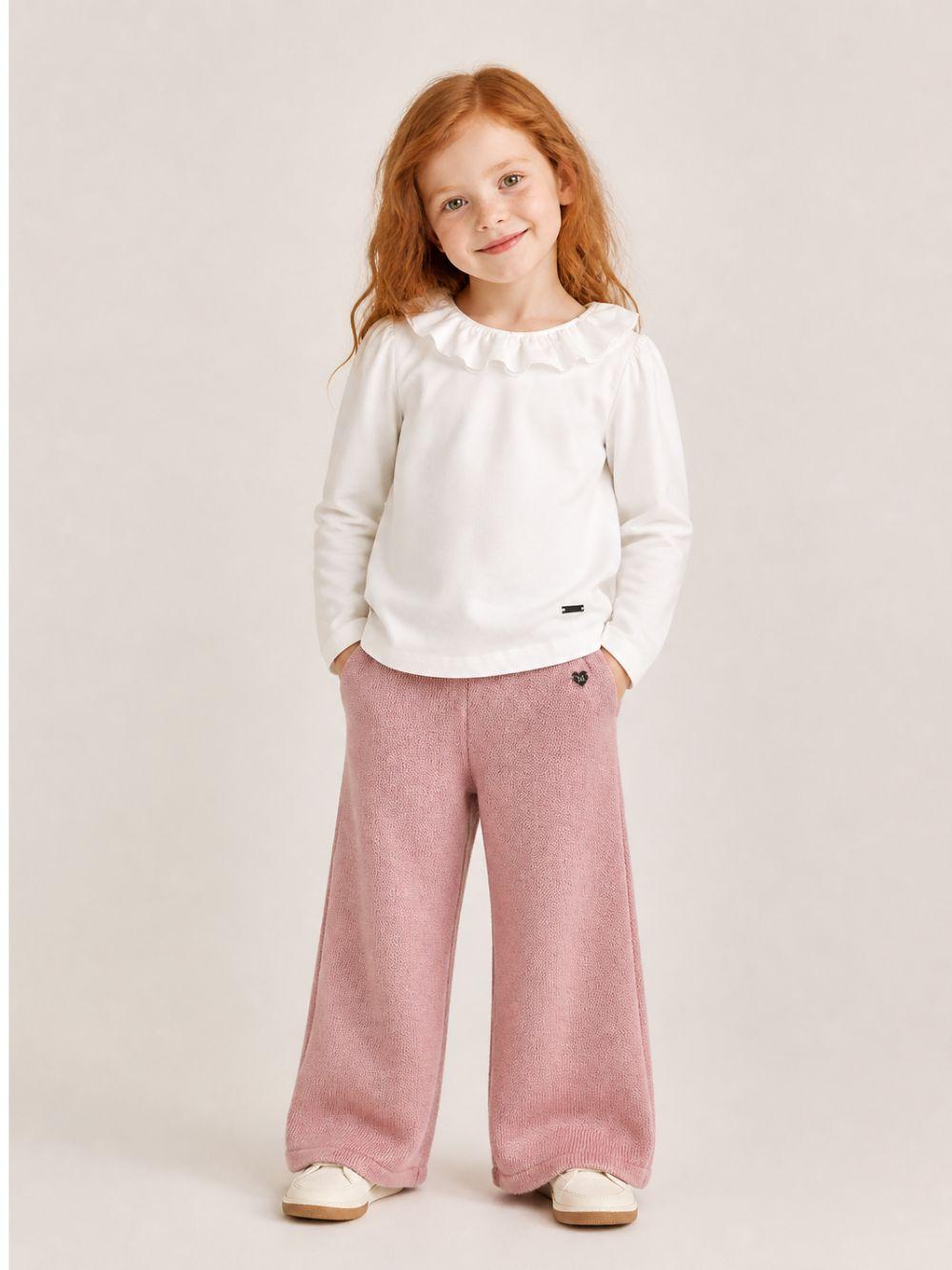 Pantaloni per bambina Monnalisa Kids rosa con design lavorato a maglia 17H409 8060 0094 MONNALISA KIDS