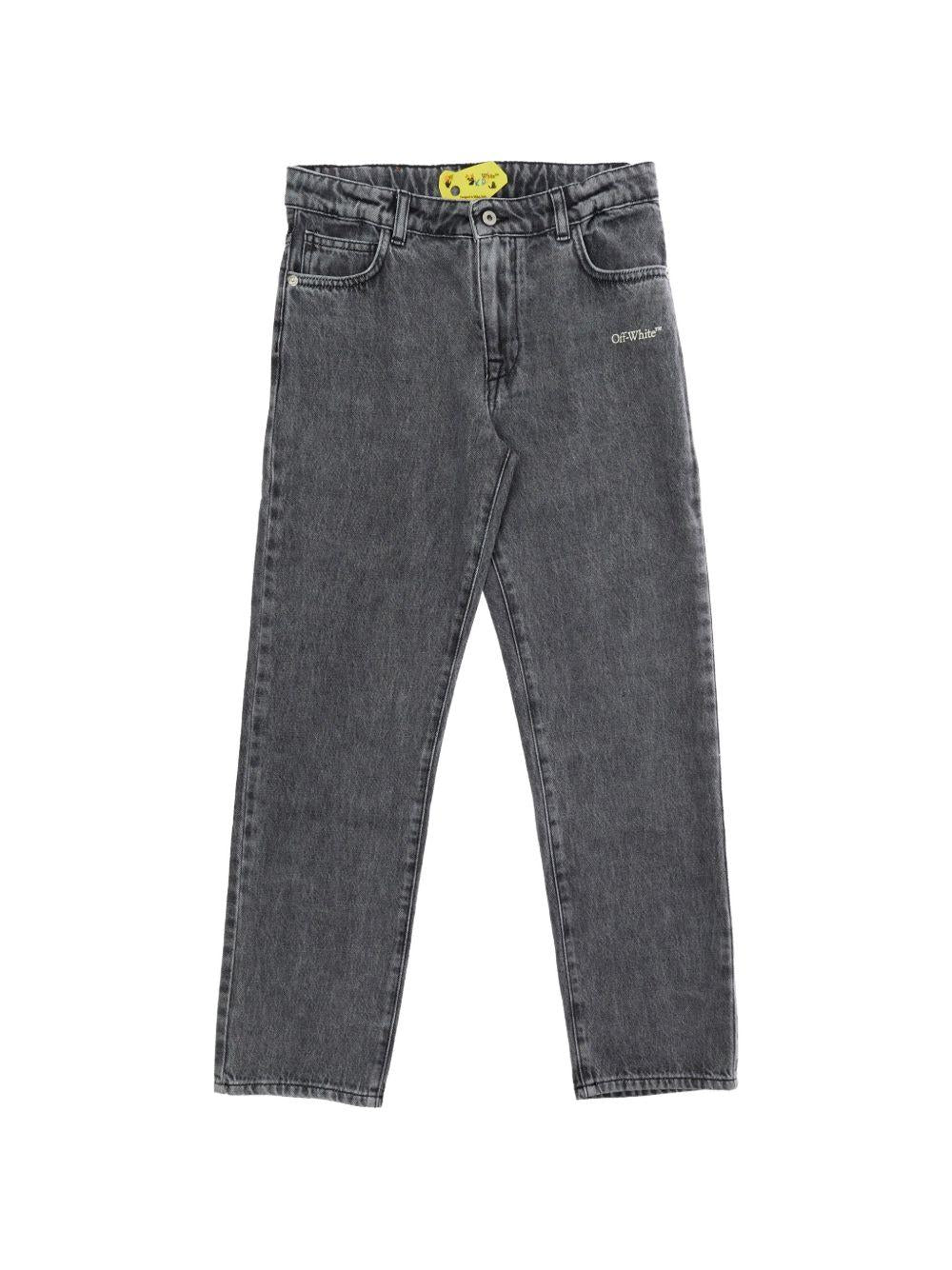 Jeans per bambino Off-White Kids neri con design a cinque tasche 44BYA005S26D001 031 OFF WHITE KIDS