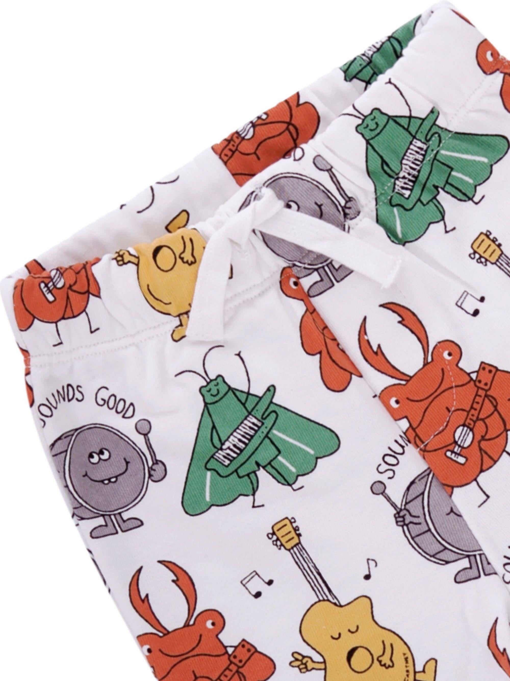 Pantaloni per neonato Stella McCartney Kids bianchi con stampa elementi musicali TY6520 Z3562 101MC STELLA McCARTNEY KIDS