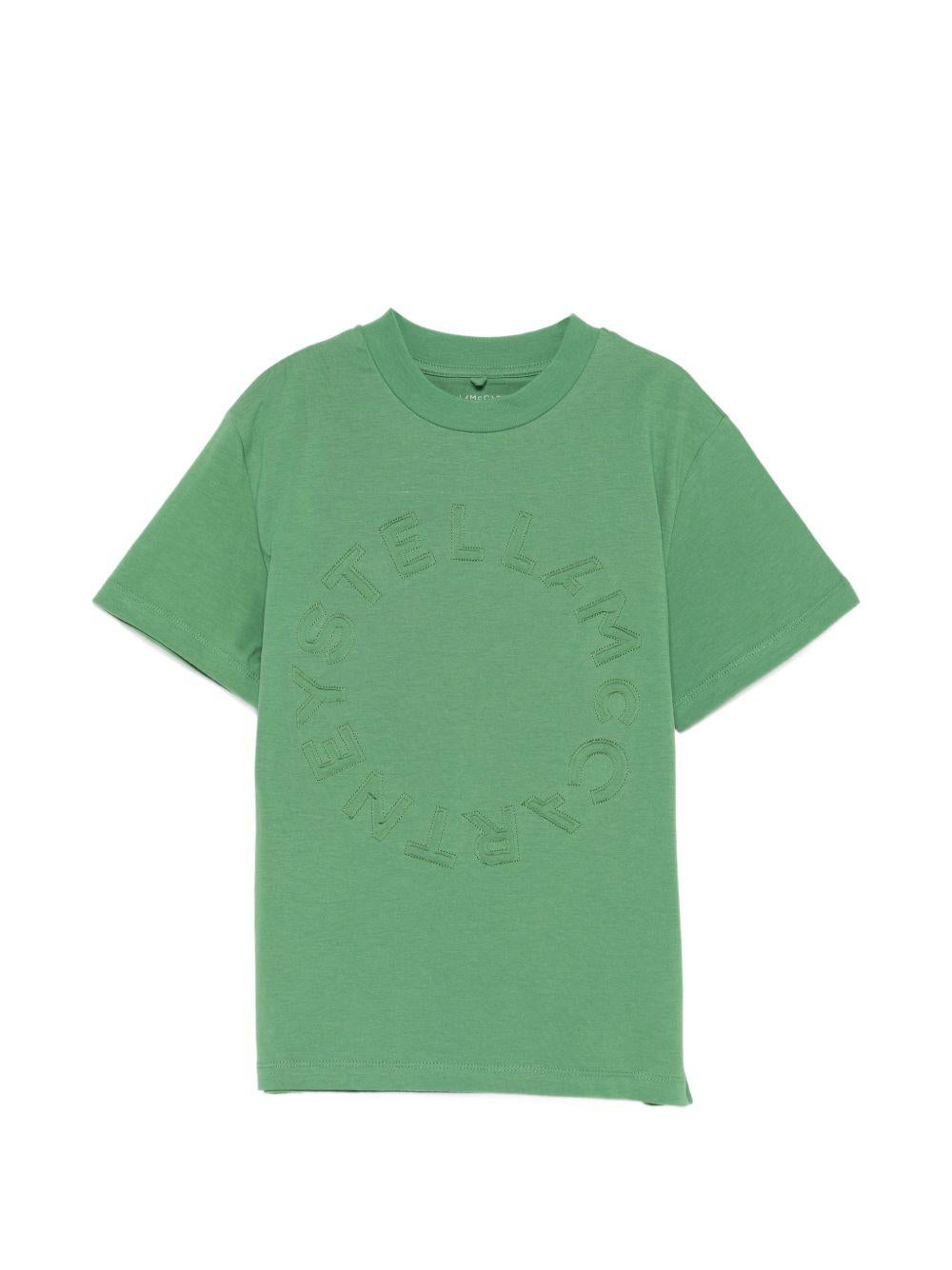 T-shirt per bambino Stella McCartney Kids verde con logo in rilievo TY8S21 Z0434 714 STELLA McCARTNEY KIDS