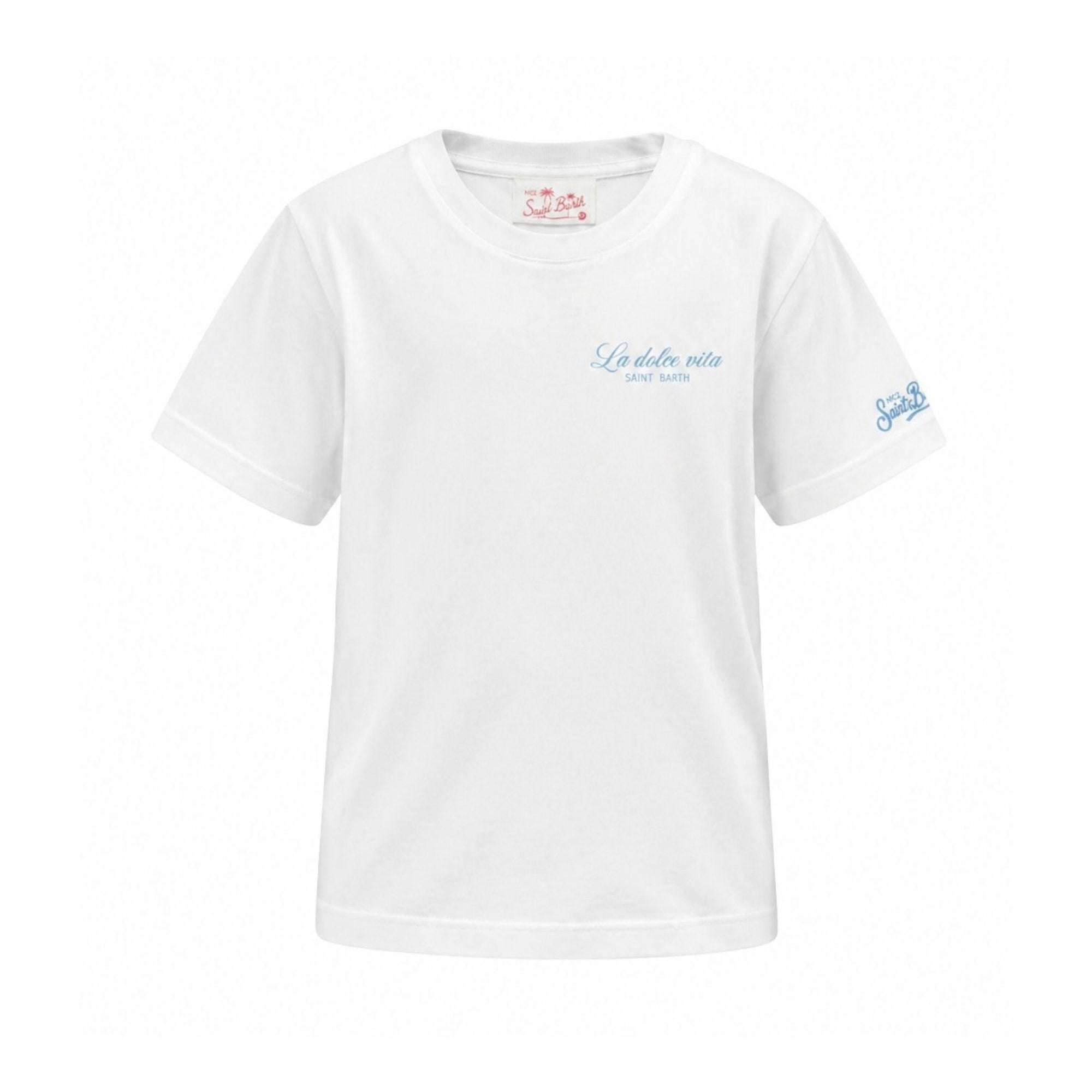 T-shirt per bambino MC2 Saint Barth Kids bianca scollo rotondo e stampa grafica PRL0001 00932L MC2 ST. BARTH KIDS