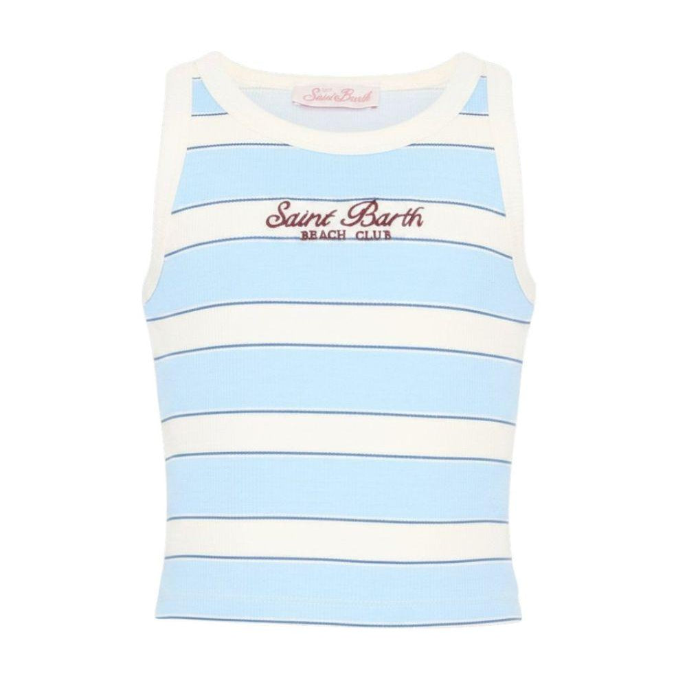 Top a righe per bambina MC2 Saint Barth Kids azzurro con motivo a righe BLUE002 02676L MC2 ST. BARTH KIDS