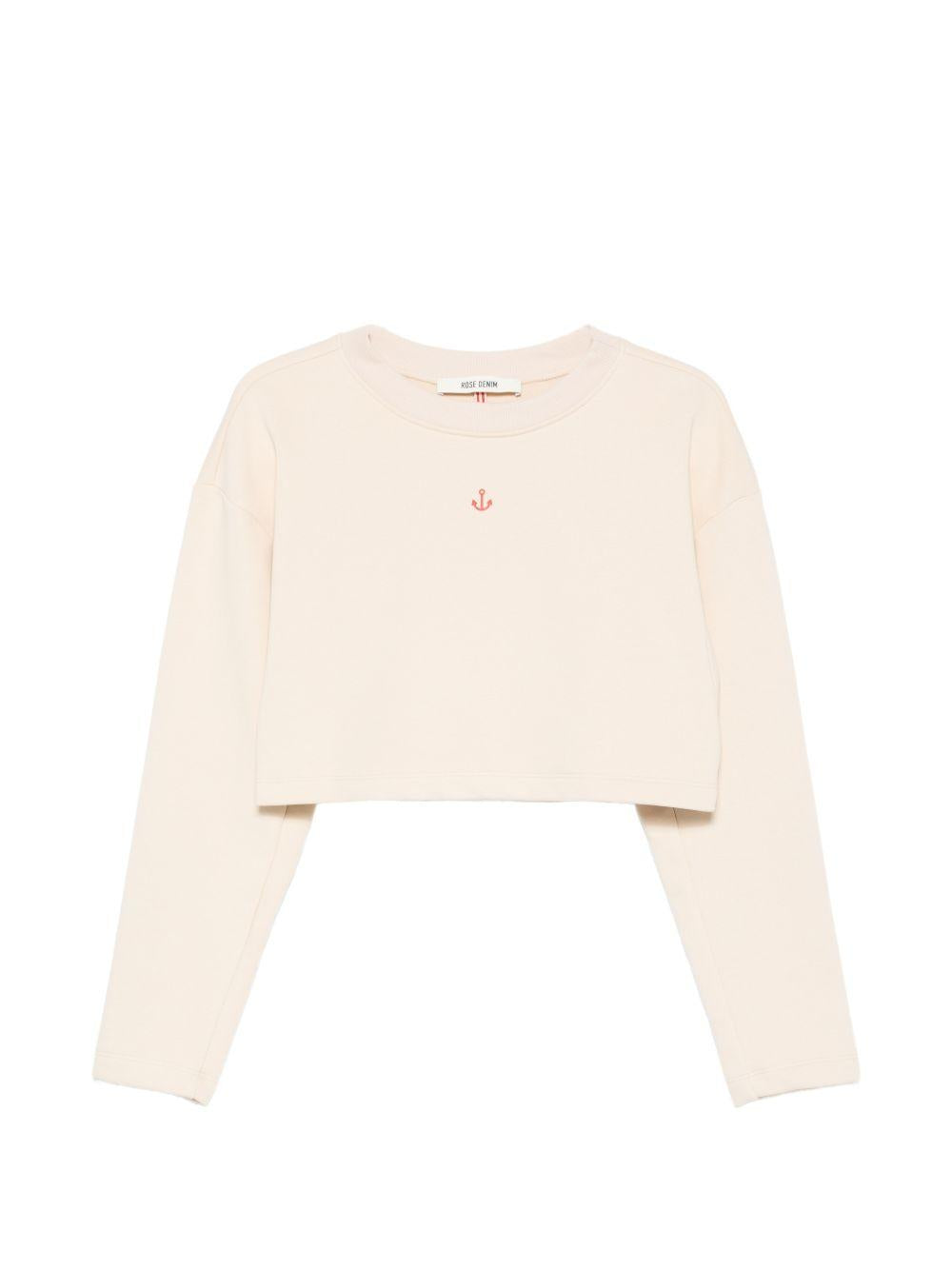 Felpa per donna Rose x Merci beige con dettaglio ancora R010 CREAM ROSE