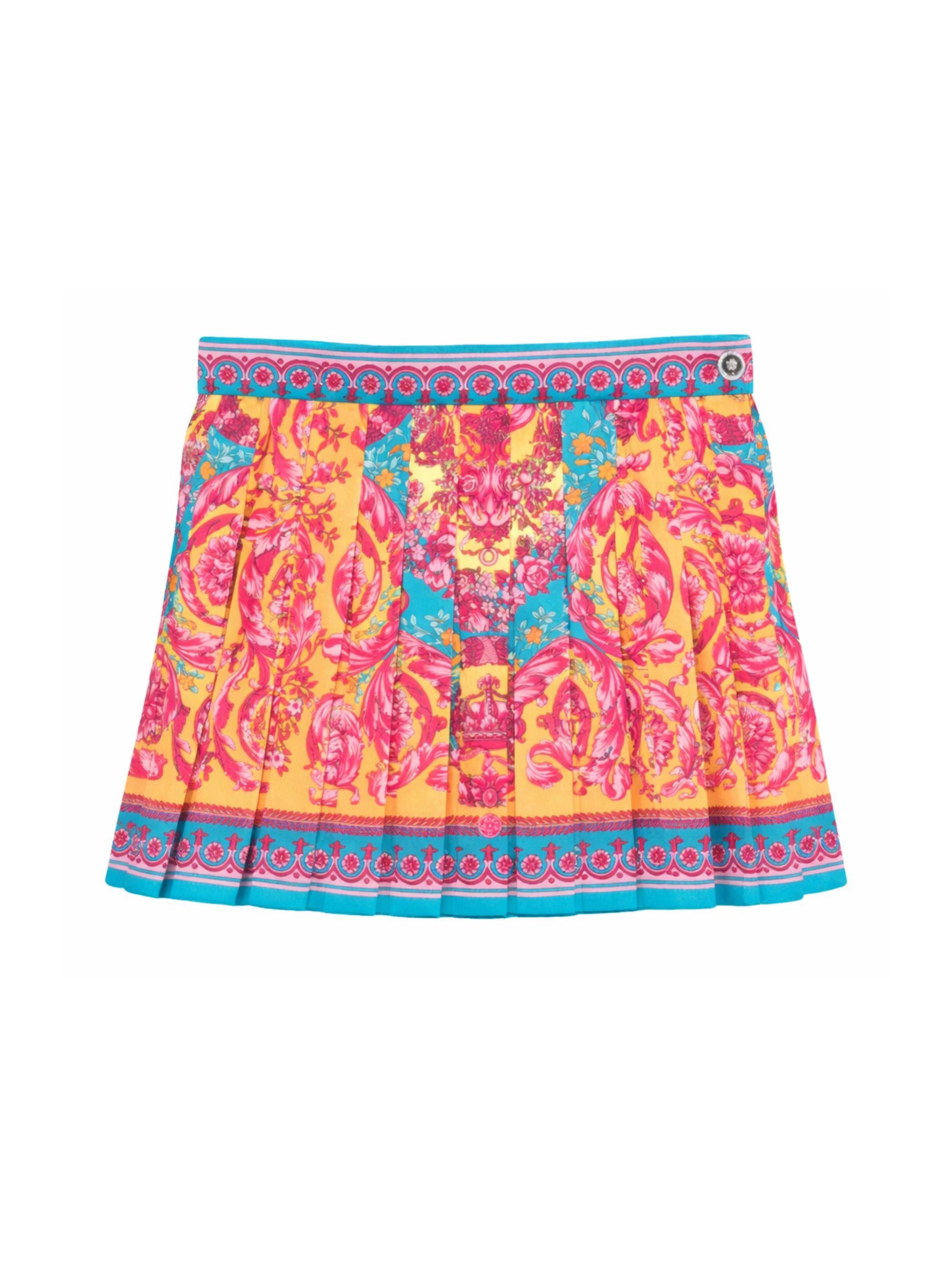 Gonna plissettata per bambina Versace Kids multicolore con stampa a fiori 10181291A16903 5PF70 VERSACE KIDS