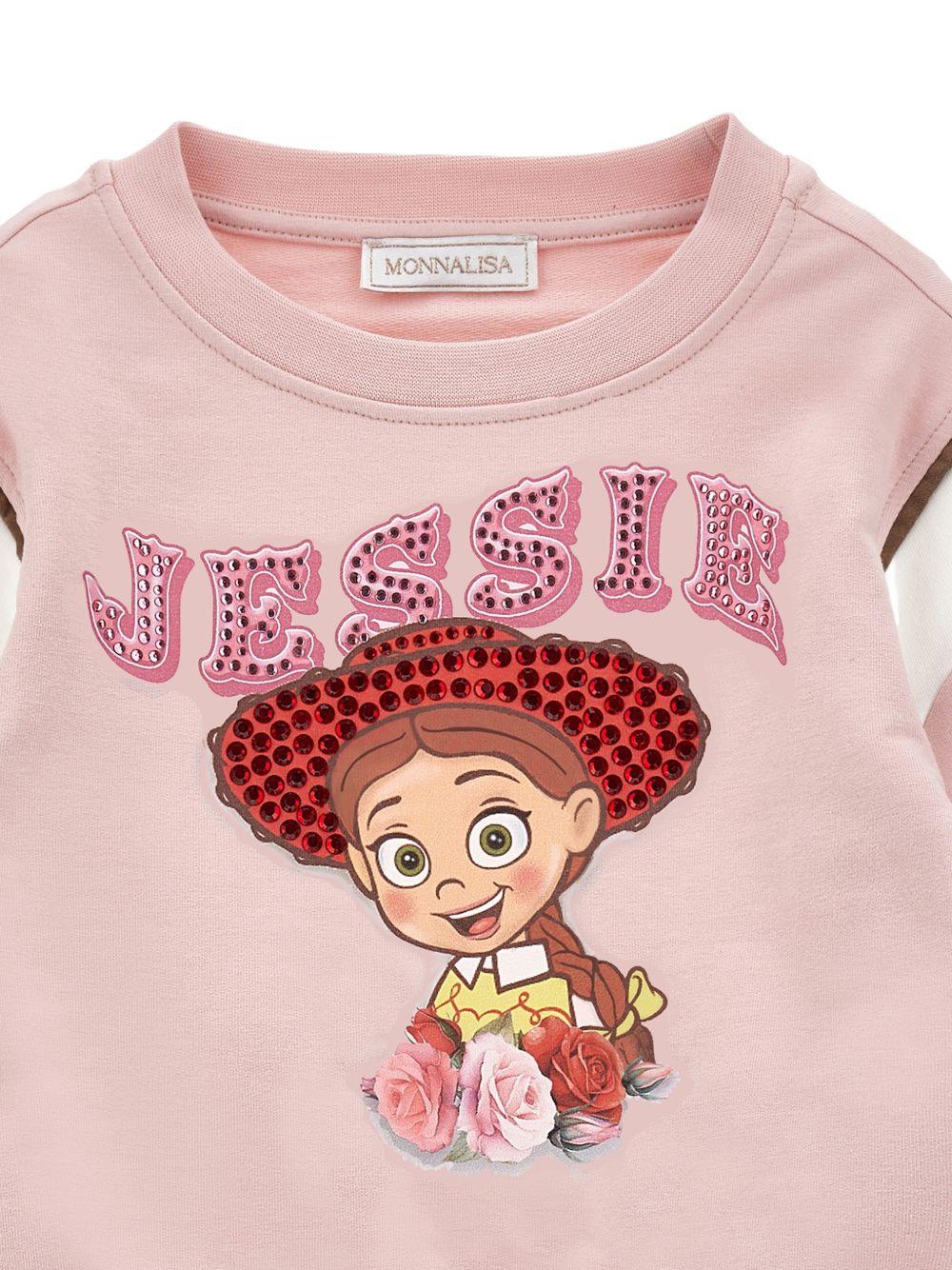 Felpa per bambina Monnalisa Kids x Pixar rosa con stampa e cristalli 19H600NP 8006 094F MONNALISA KIDS