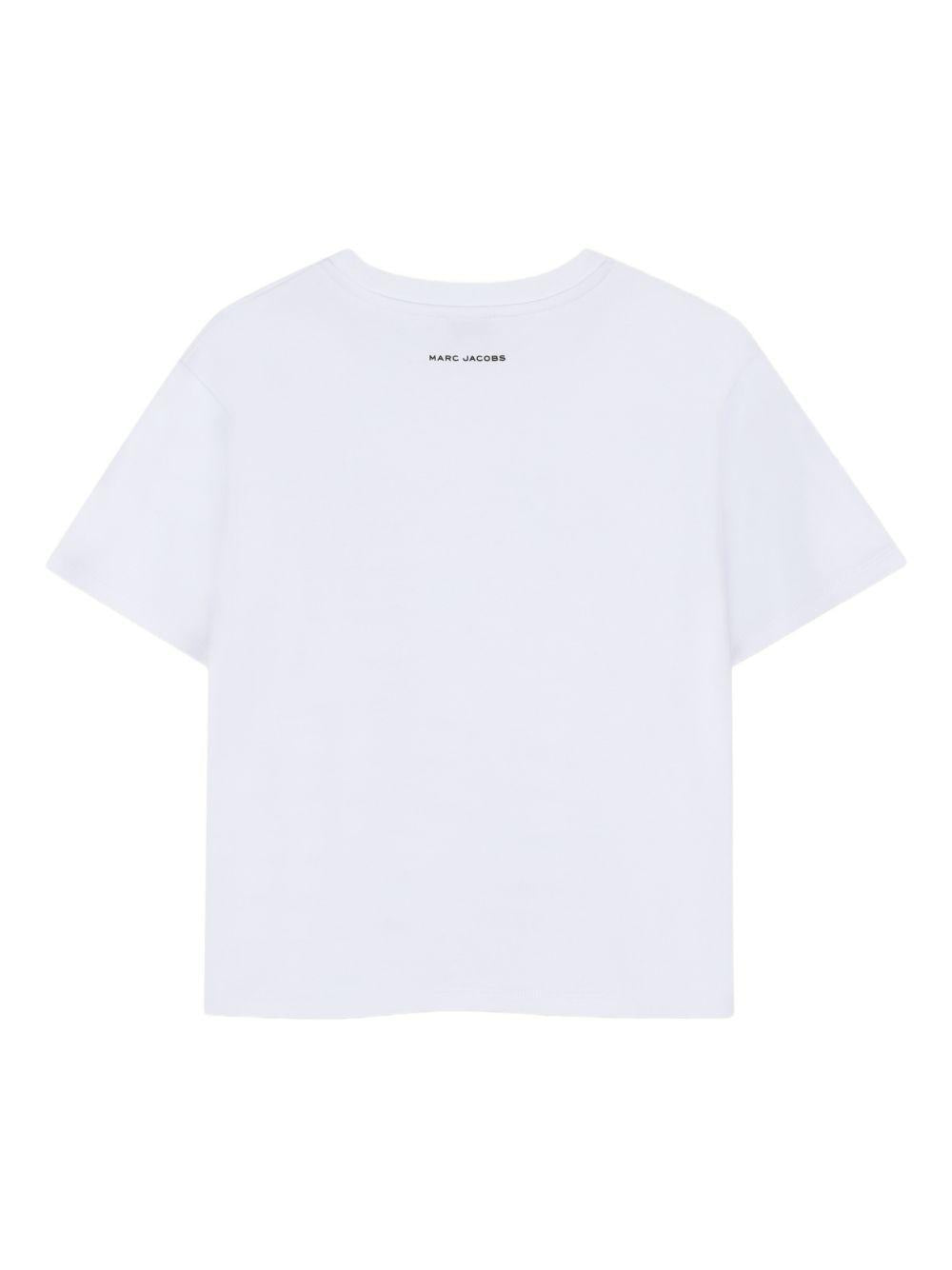 T-shirt per bambina The Marc Jacobs Kids bianca con design a righe W60740 10P THE MARC JACOBS KIDS