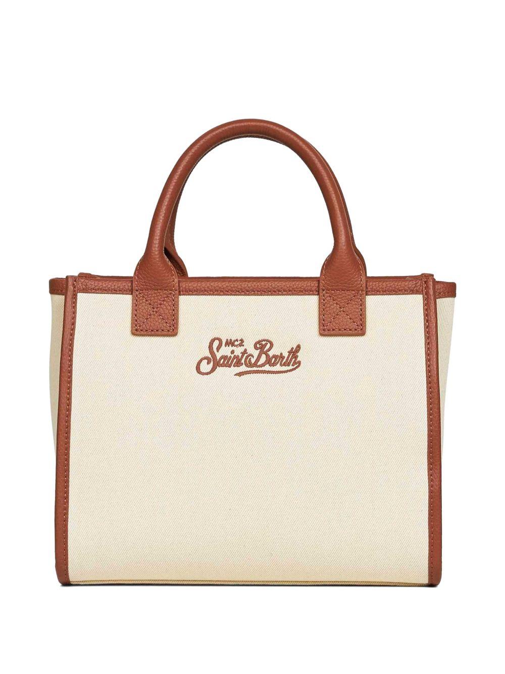 Borsa Vanity Midi Denim MC2 Saint Barth beige chiaro con logo ricamato VANMD001 01517L MC2 ST. BARTH