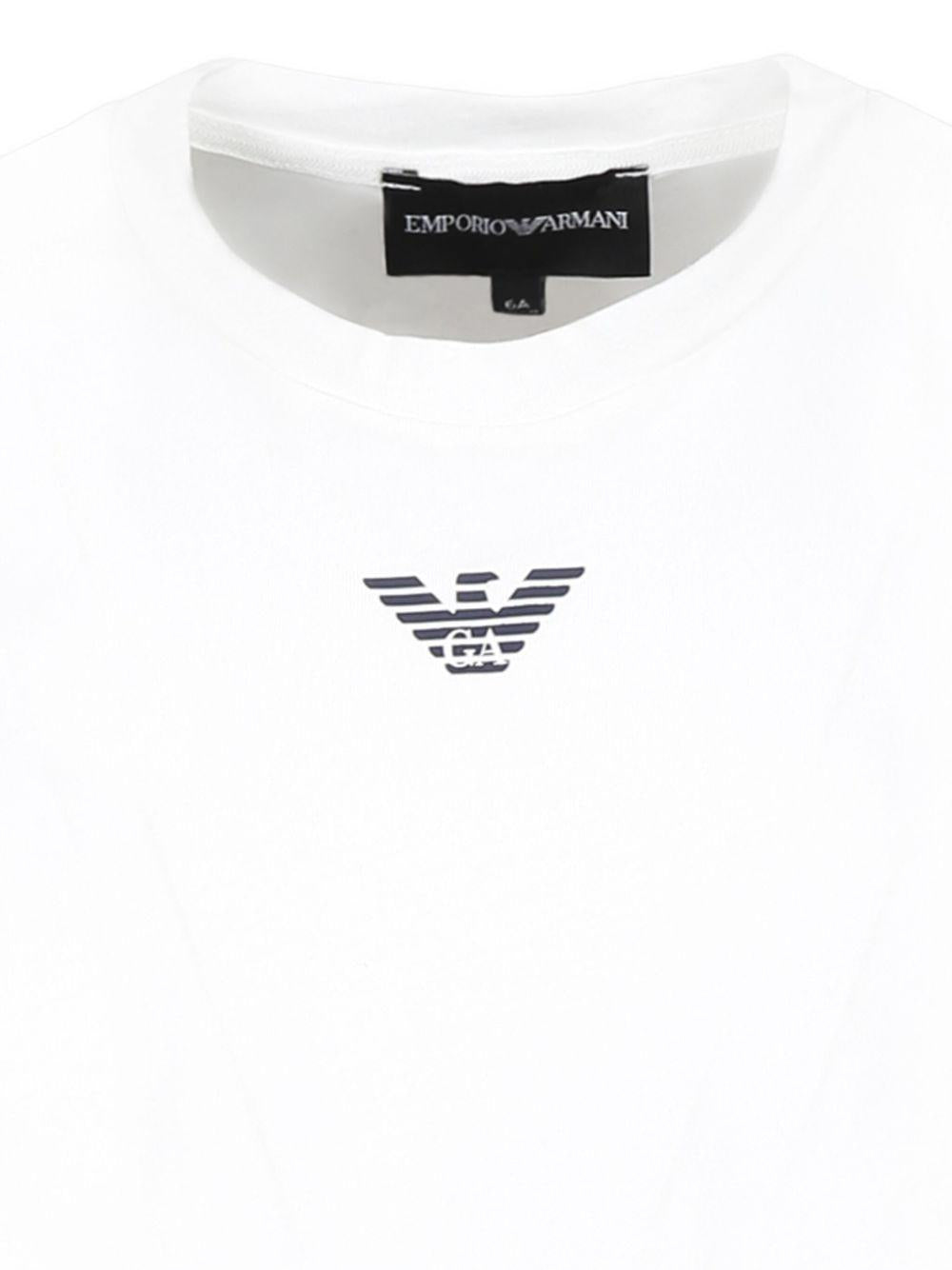 T-shirt per bambino Emporio Armani Kids bianca con logo sul davanti EB000421 AF15013 M0134 EMPORIO ARMANI KIDS