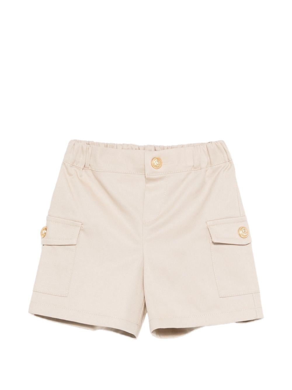 Shorts per neonato Balmain Kids beige con bottoni dorati BY6579 G0197 107 BALMAIN KIDS