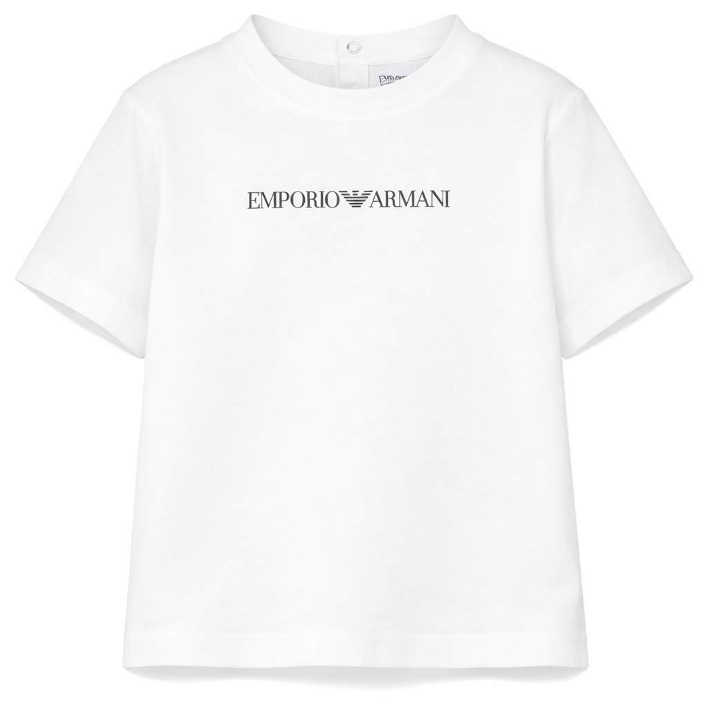 T-shirt per neonato Emporio Armani Kids bianca con dettaglio logo EB000419 AF15013 M0135 EMPORIO ARMANI KIDS