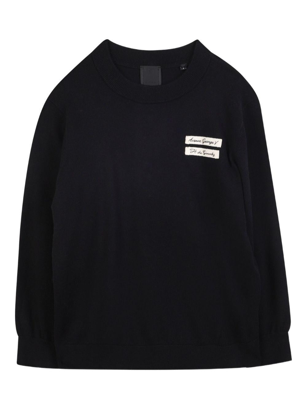 Felpa per bambino Givenchy Kids nera con applicazione con ricamo H30947 09B GIVENCHY KIDS