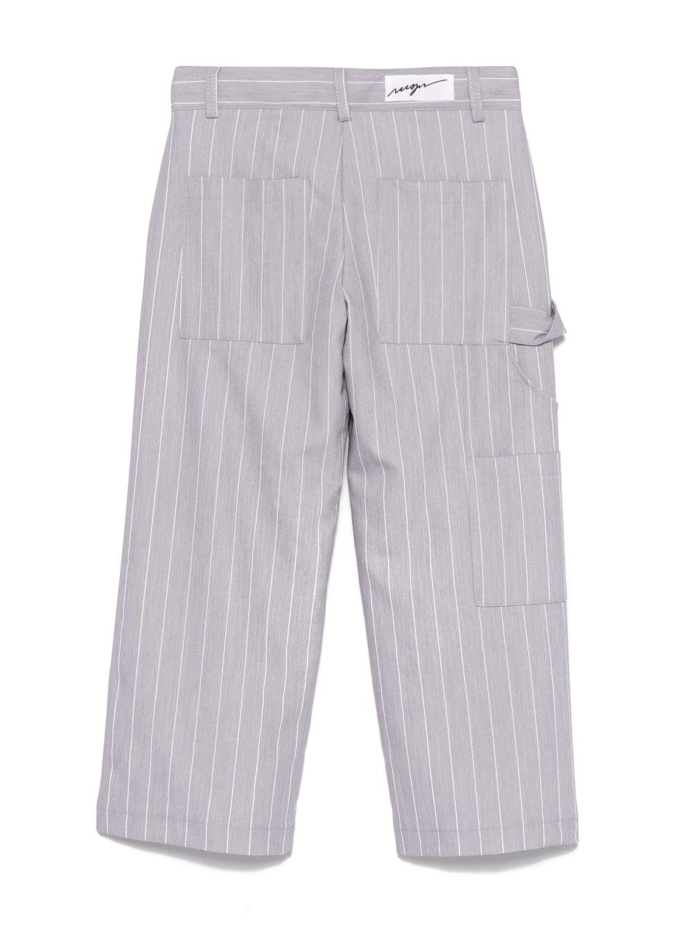 Pantaloni a righe per bambina MSGM Kids grigio con passanti S5MSJGPA213 100 MSGM KIDS