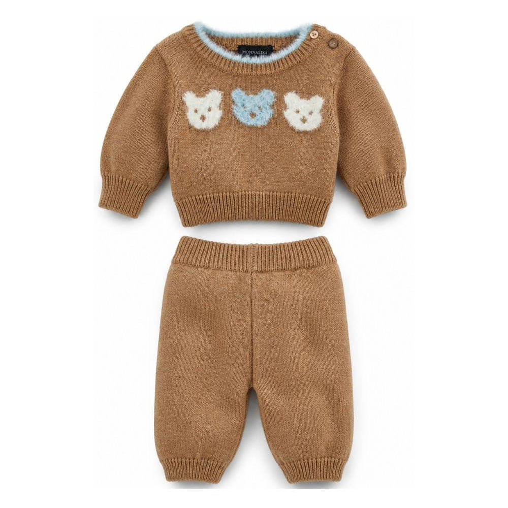 Completo per neonata Monnalisa Kids marrone con intarsio Teddy Bear 22H505 8060 0003 MONNALISA KIDS